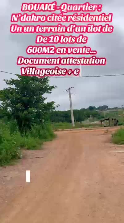 Terrain de 600 m² à vendre à N'Dakro Cité Résidentiel
