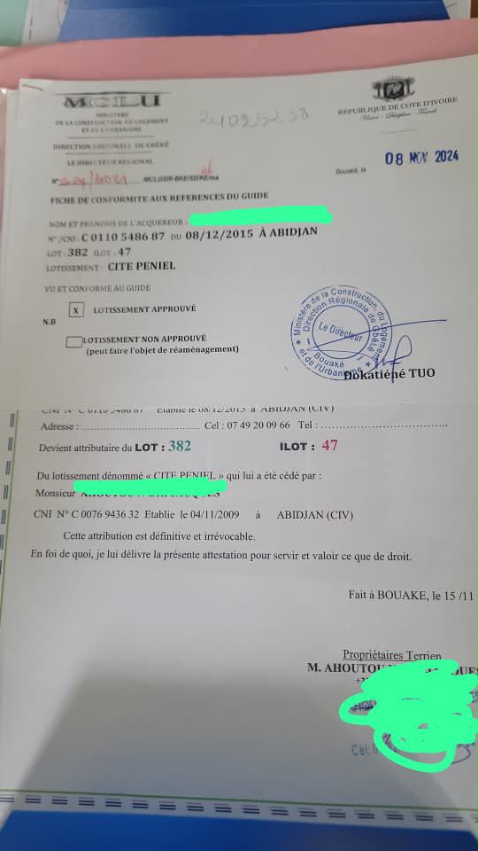 Terrain de 500 m² à vendre à Cité Peniel (attestation villageoise)