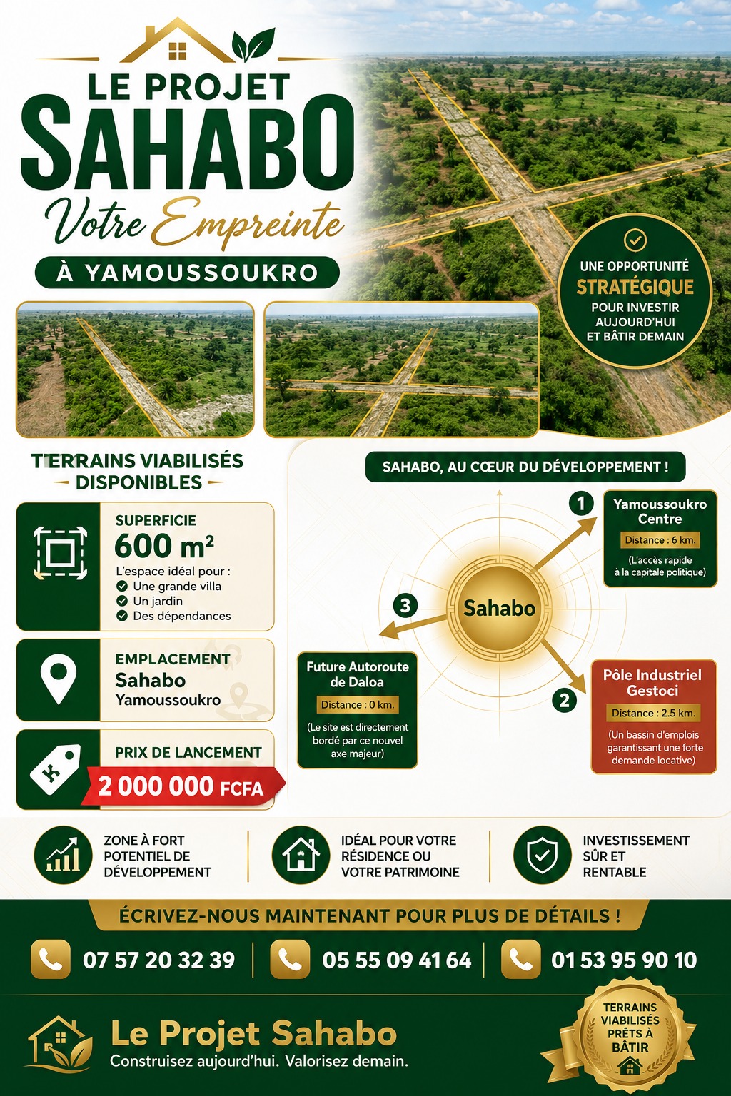 Terrain de 600 m² à vendre à Sahabo (Yamoussoukro)