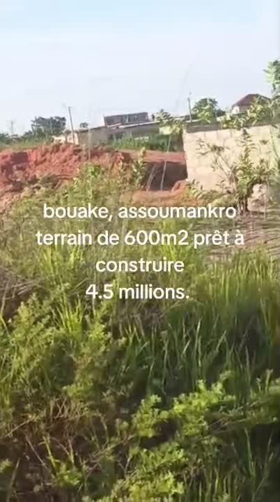 Terrain de 600 m² à vendre à Assoumankro (attestation villageoise)