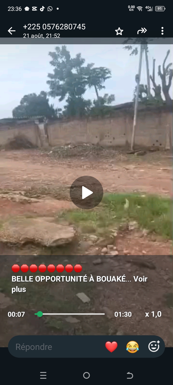 Terrain en vente à Bouaké