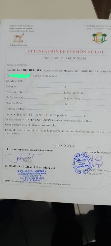 Terrain de 500 m² à vendre à Bazré (face collège Modène)