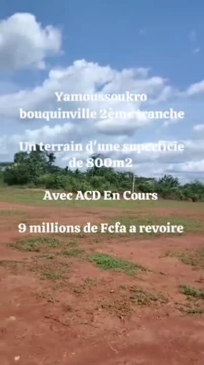 Terrain de 800 m² à vendre à Yamoussoukro (ACD en cours)