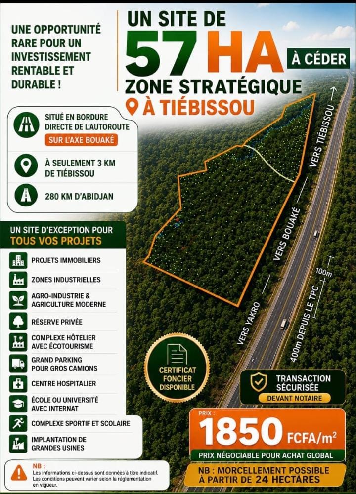 Terrain en bordure d'autoroute à vendre